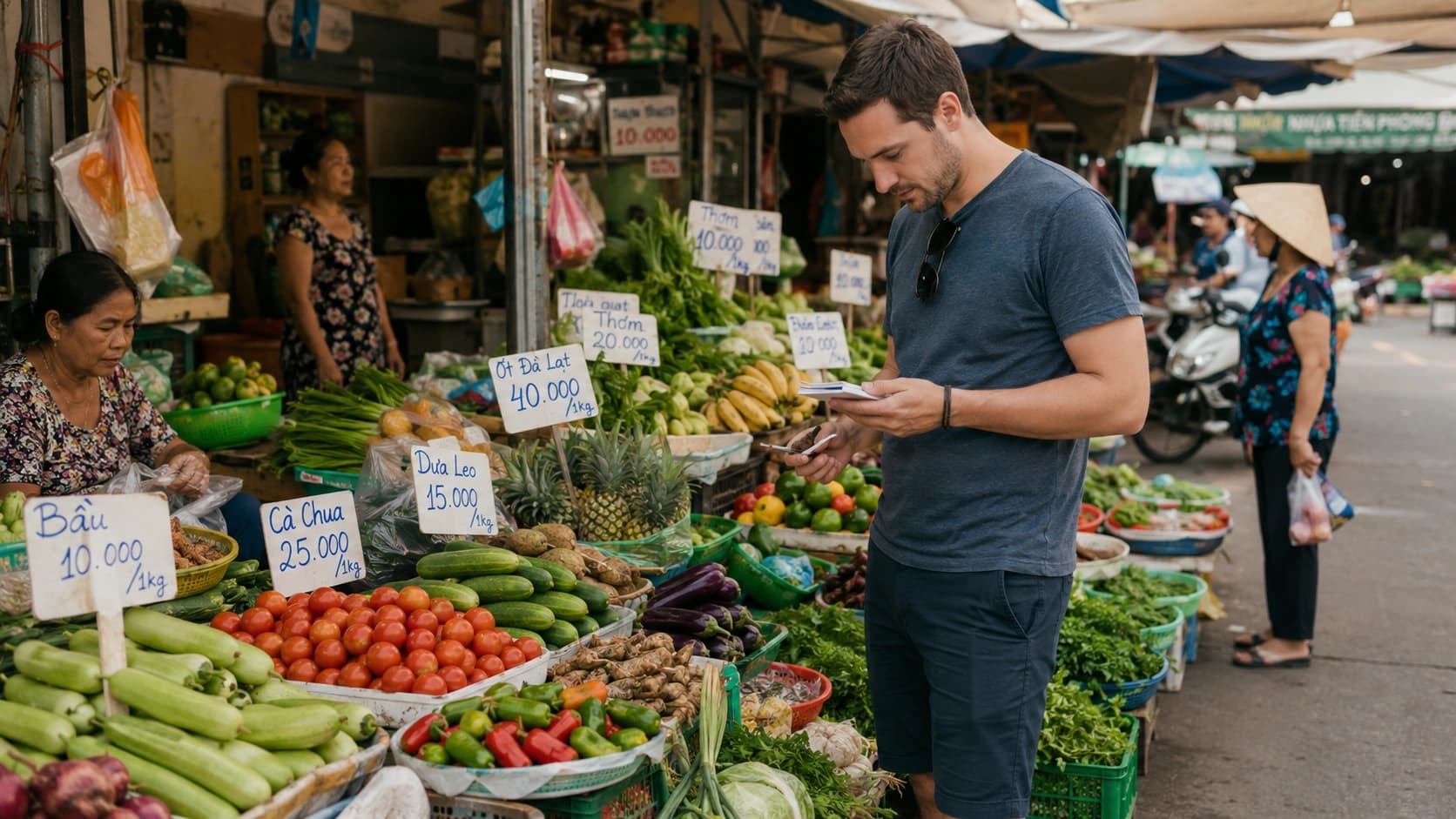 Budget mensuel d’un expatrié au Vietnam avec billets vietnamiens, reçus et contrat de location.