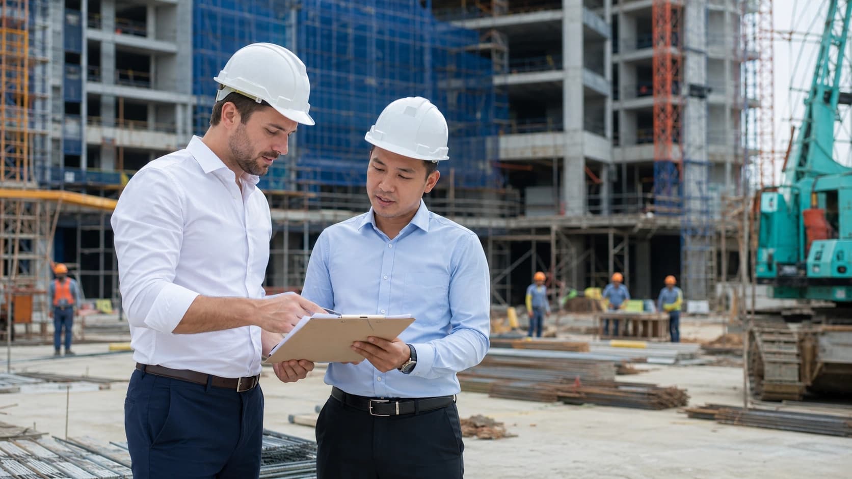 Entrepreneur étranger préparant un projet d’entreprise au Vietnam avec des documents et un ordinateur.